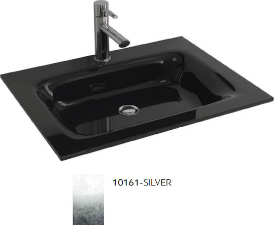 Karag Vetro Inset Sink Glass 61x46x12cm Silver