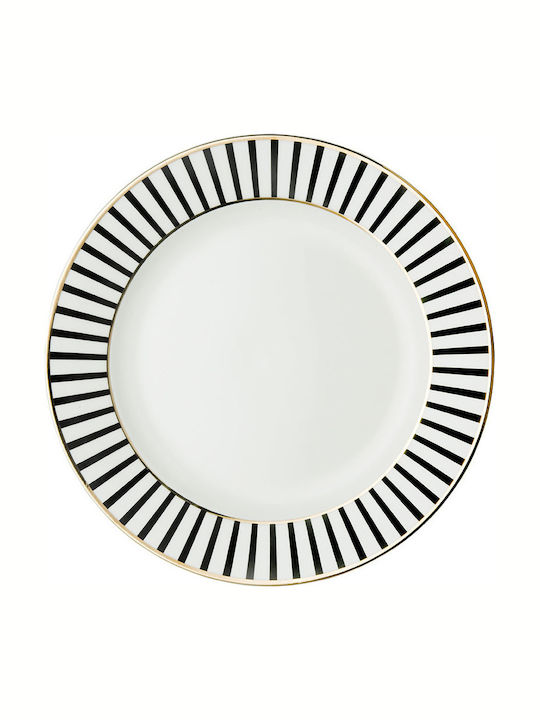 Dutch Rose Dessert Plate Stripe Plate Desert made of Porcelain Gold with Diameter 18cm