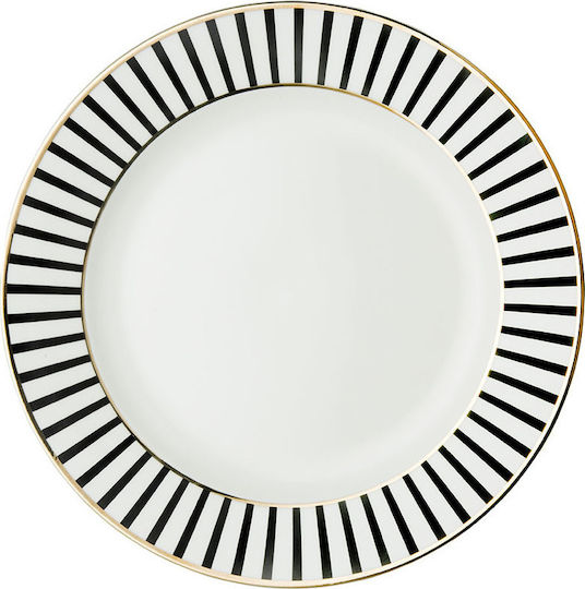 Dutch Rose Dessertteller Stripe Teller Wüste aus Porzellan Gold mit Durchmesser 18cm