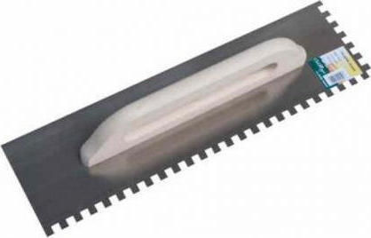 L' Outil Parfait Tile Spatula Metallic Serrated 500x140mm with Wooden Handle with Tooth 10x10mm 619010