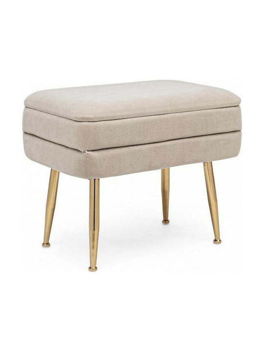 Stool Bench Stool Upholstered with Velvet Pavlina Beige 50x34.5x42cm