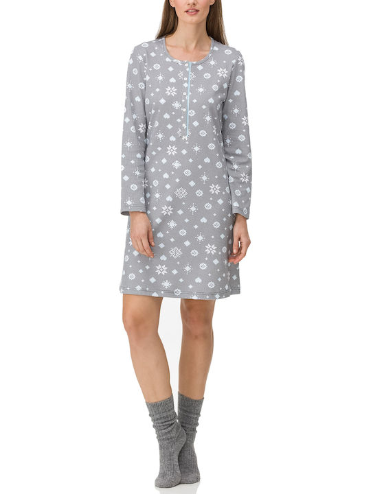 Vamp Winter Cotton Women's Nightdress Gray