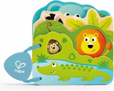 Hape Aktivitätsbuch Baby's Wild Animal Book aus Holz für 10++ Monate