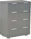 Wooden Chest of Drawers with 8 Drawers Gray 60x35x76cm