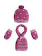 Mayoral Kids Beanie Set with Scarf & Gloves Knitted Fuchsia