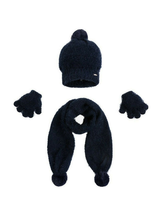 Mayoral Kids Knitted Beanie Set with Scarf & Gloves 17-10293-074 Navy Blue