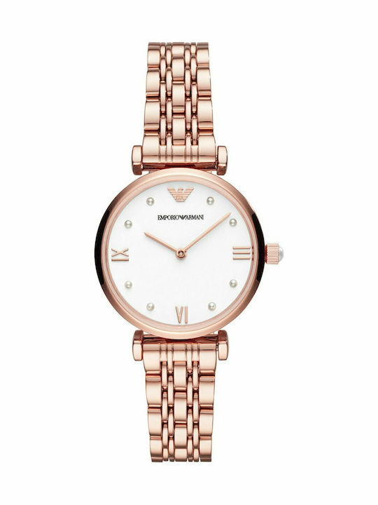 Emporio Armani Gianni T-Bar Women's Watch with Pink Gold Metal Bracelet