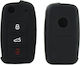 Silicone Car Key Cover Case with 3 Buttons for VW Black