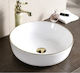 Inter Ceramic Golden Edge Επικαθήμενος Νιπτήρας Πορσελάνης 41.5x41.5x13.5cm Λευκός
