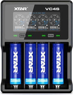 XTAR VC4S USB Charger 4 Batteries Li-ion/Ni-Cd/Ni-MH Size AA/AAA/D/18650/21700/16340/26650/14500