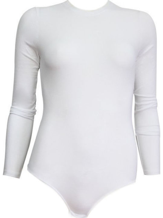 Minerva Long Sleeve Bodysuit Slim Fit White 90-...