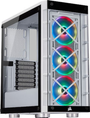 Corsair iCUE 465X RGB Gaming Midi Tower Κουτί Υπολογιστή με Πλαϊνό Παράθυρο Λευκό