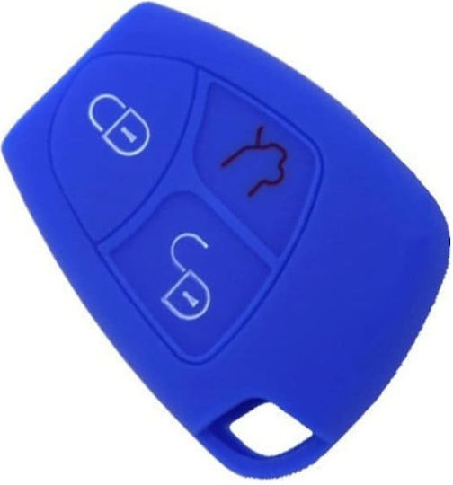 Silicone Car Key Cover Case with 3 Buttons for Mercedes Benz Blue