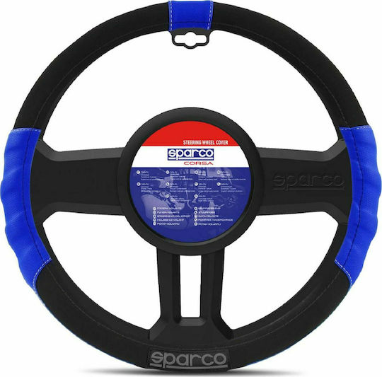 Sparco Κάλυμμα Τιμονιού Αυτοκινήτου με Διάμετρο 37-38εκ. Συνθετικό Μπλε