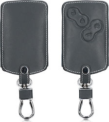 Leatherette Car Key Cover Case with 4 Buttons for Renault Gray