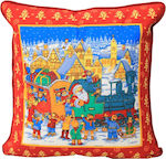 Viopros Christmas Decorative Pillow Printed Square Multicolour 40x40pcs with Stuffing