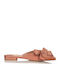Flat Leather Mules in Orange Color