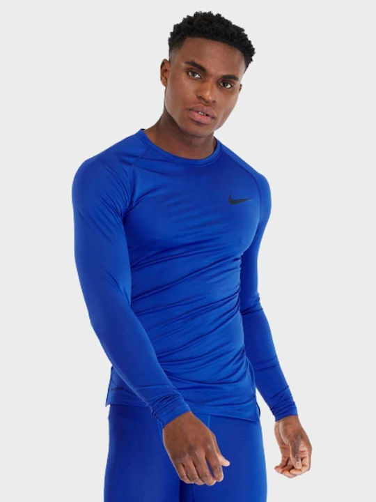 Nike Pro Ανδρική Μπλούζα Μακρυμάνικη Μπλε