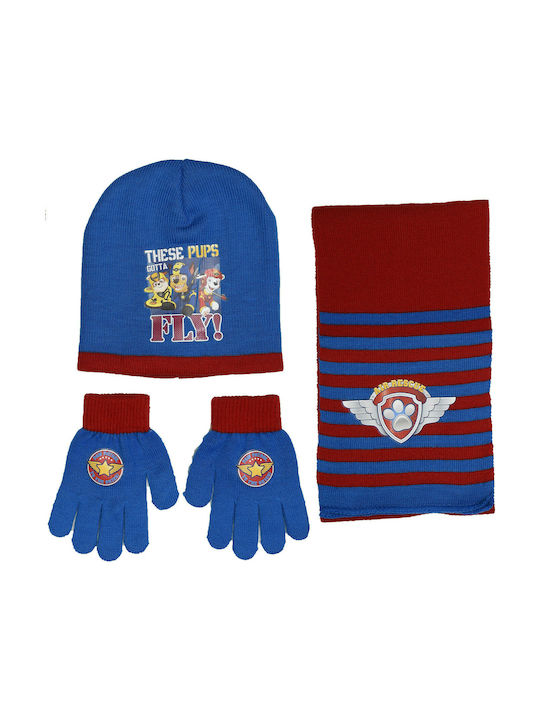 Stamion Kids Beanie Set with Scarf Knitted Blue