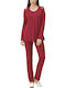 Vamp Winter Damen Pyjama-Set Red Rhubarb