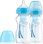 Dr. Brown's Plastic Bottle Set Options+ Wide Neck Anti-Colic with Silicone Nipple for 0+, 0+ m, months Light blue 270ml 2pcs