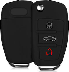 Silicone Car Key Cover Case with 3 Buttons for Audi Black 41115.01