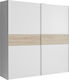 Δίφυλλη Ντουλάπα Ρούχων Συρόμενη Lamont Λευκή 170x61x190cm