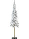 Snowy Christmas Slim Green Tree with Trunk Base H180cm