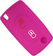 Silicone Car Key Cover Case with 2 Buttons for Citroen / Peugeot Pink