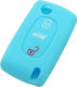 Silicone Car Key Cover Case with 3 Buttons for Citroen / Peugeot Turquoise