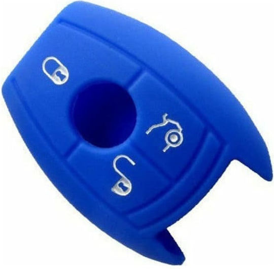Silicone Car Key Cover Case with 3 Buttons for Mercedes Benz Blue