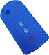 Silicone Car Key Cover Case with 3 Buttons for Mazda Blue