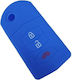 Silicone Car Key Cover Case with 2 Buttons for Mazda Blue