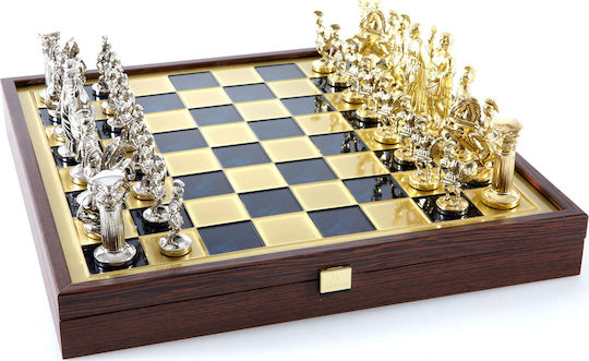Manopoulos Greco-Roman Era Handmade Chess Metal with Pawns 41x41cm