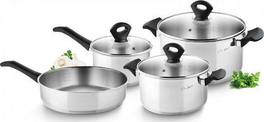 Lamart Perfect Cookware Set of Stainless Steel with No Coating Silver 3pcs