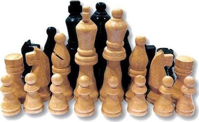 Remoundo Ξύλινα Πιόνια για Σκάκι Μαύρο / Μπεζ 3.5cm 32τμχ