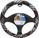 Car+ Car Steering Wheel Cover Grey Checked with Diameter 37-39cm Synthetic Multicolour