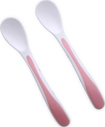 Lorelli Baby Set with Spoons 1023048 made of Silicone in Case for 6+ months Pink 2pcs