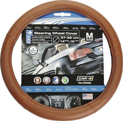 Car+ Car Steering Wheel Cover with Diameter 37-39cm Synthetic Brown