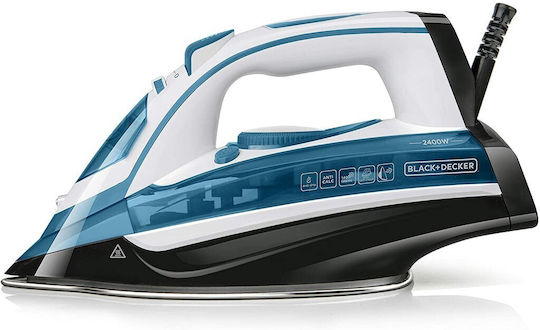 Black & Decker BXIR2402E Steam Iron 2400W with Stainless Steel Plate and Continuous Steam Supply 30g/min