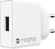 Mophie Φορτιστής Χωρίς Καλώδιο με Θύρα USB-A 18W Quick Charge 2.0 Λευκός (409903240)