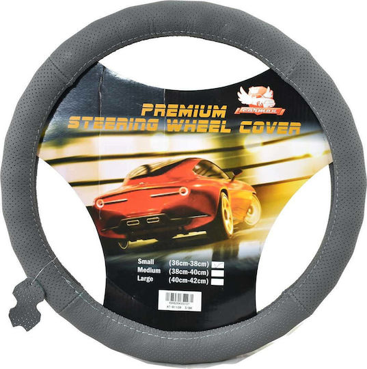 Carman Car Steering Wheel Cover with Diameter 36-38cm Leather Gray Perforated
