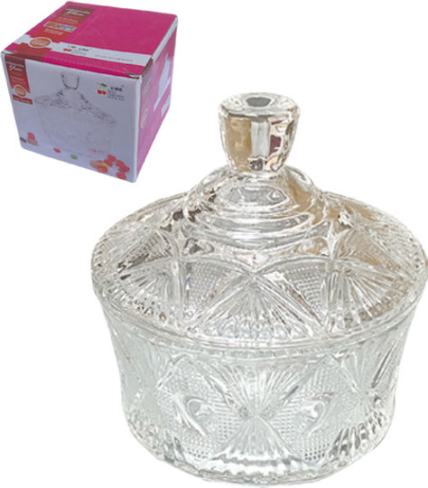 AGC Vintage Φοντανιέρα Glas mit Deckel 14.5x14.5x12.5cm Transparent