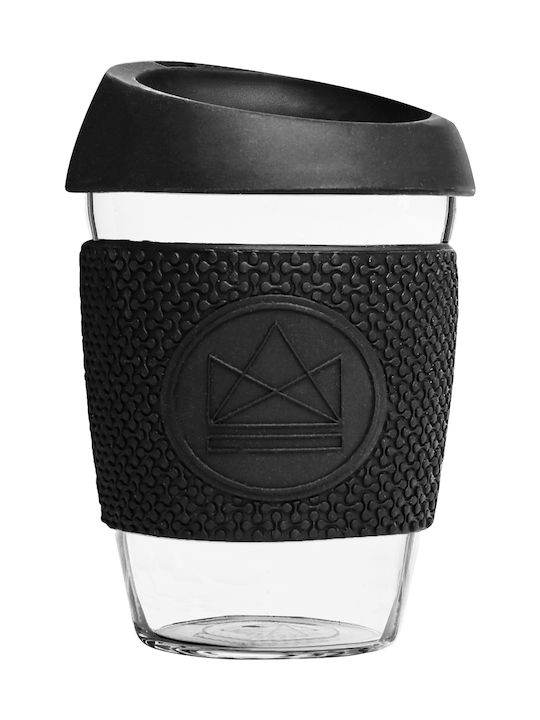 Neon Kactus Rock Star Tasse Glas mit Deckel Black 340ml 1Stück