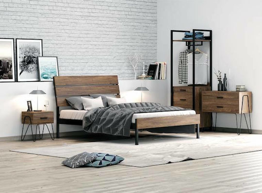 Lydia Wooden Semi-Double Bed Brown For Mattress 120x190cm