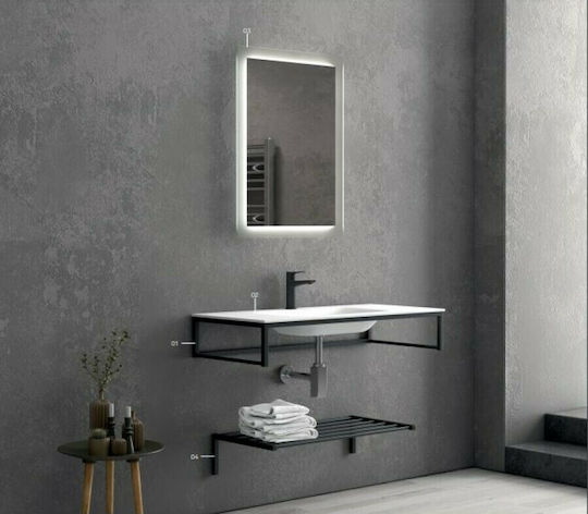 Karag Ilion 100 Πάγκος με Νιπτήρα Μ100xΒ46xΥ20cm Μαύρος
