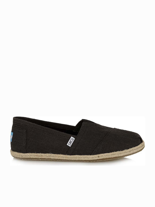 Toms Washed Linen Stoff Herren Espadrilles in Schwarz Farbe