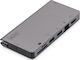 Digitus USB-C Docking Station με HDMI 4K PD Ethernet και συνδεση 2 Οθονών Ασημί (DA-70877)