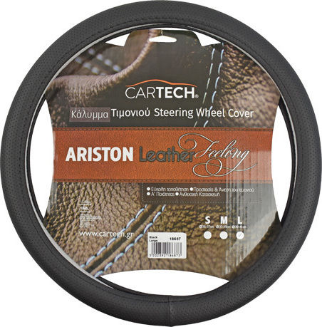 Cartech Car Steering Wheel Cover Ariston Leather Feeling with Diameter 40cm made of Leatherette Black