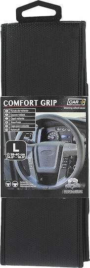 Car+ Husă Volan Auto Comfort Grip cu Diametru 38-40cm din Piele ecologică Negru